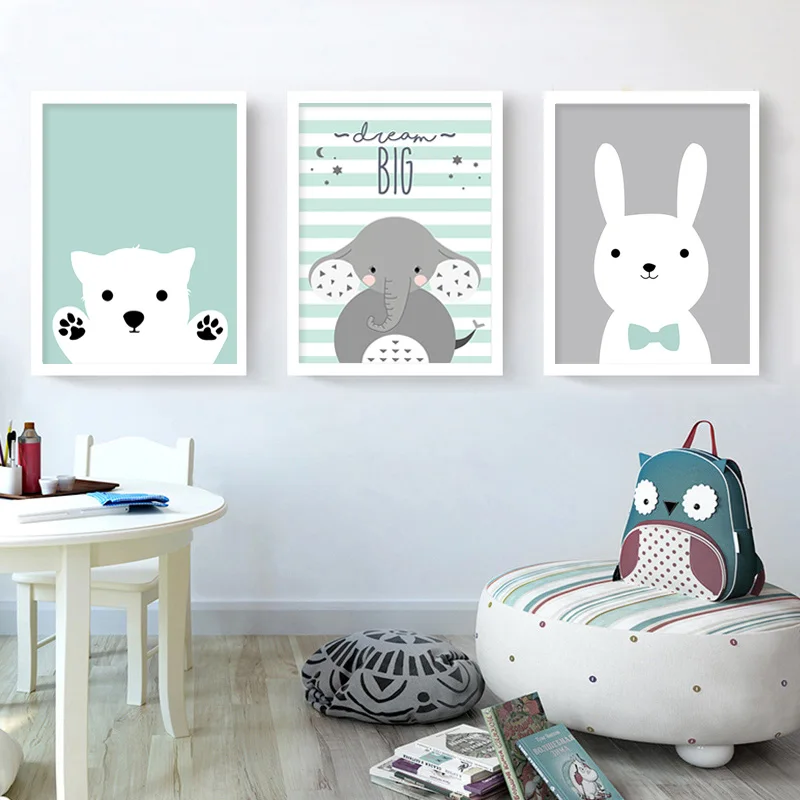 Kawaii детская Настенная картина для детской комнаты холст плакат печать