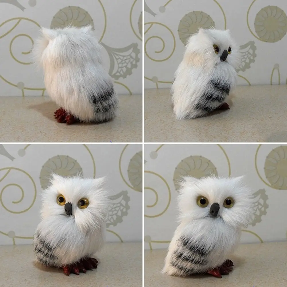 Милая сова белая черная пушистая Рождественская птица украшение имитация H2.75