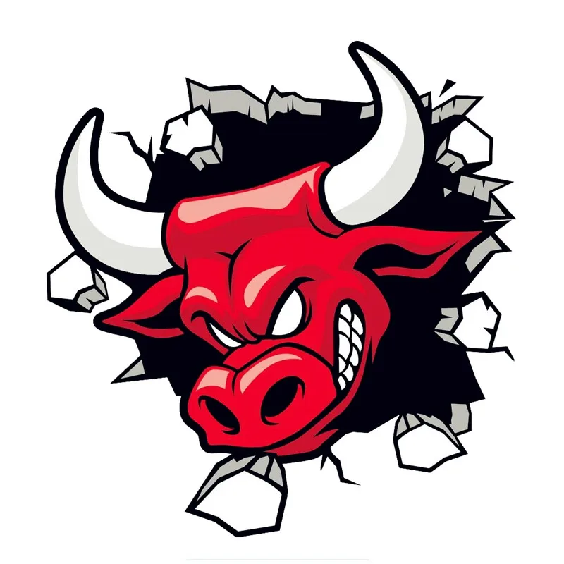 

14X14CM Cartoon Red Angry Bull Car Sticker and Decal Auto Truck Bumper Camper Motorcycles Waterproof Sunscreen Accessories