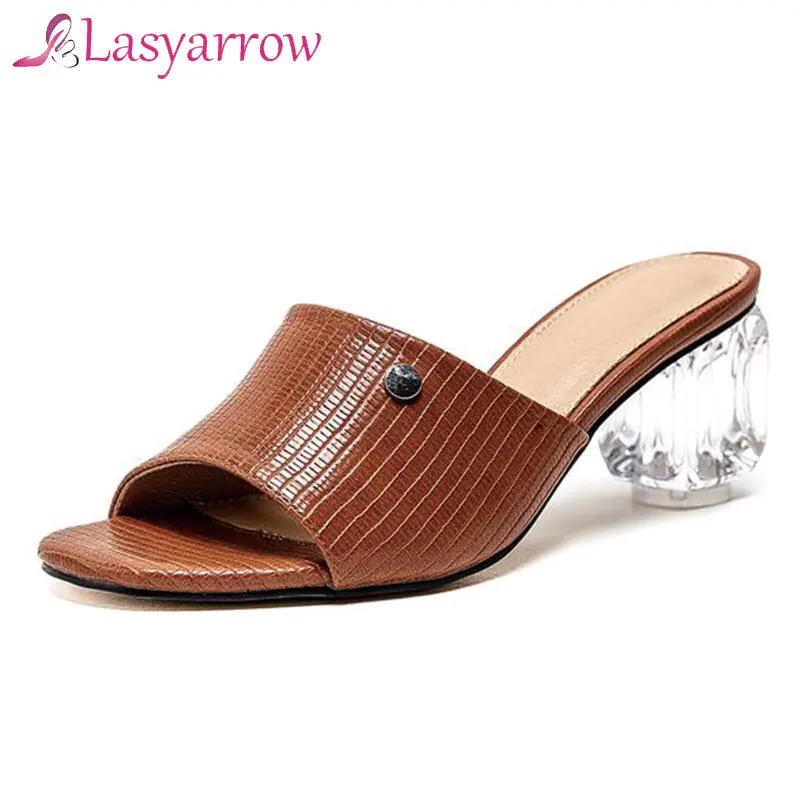 Женские босоножки из ПУ кожи с открытым носком на высоком квадратном