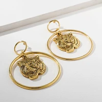 women earring temperament fashion exaggerated tiger head big circle dangle earrings 2021 trend jewelry gift
