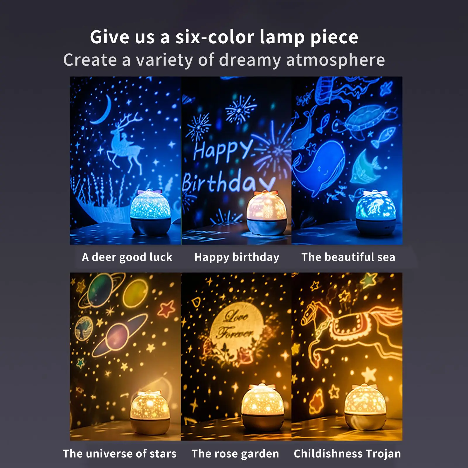 

Portable Wireless Bluetooth Speaker Music Player Bedside Projection Lamp LED Night Light Rotating Remote Control Bedroom Lamp