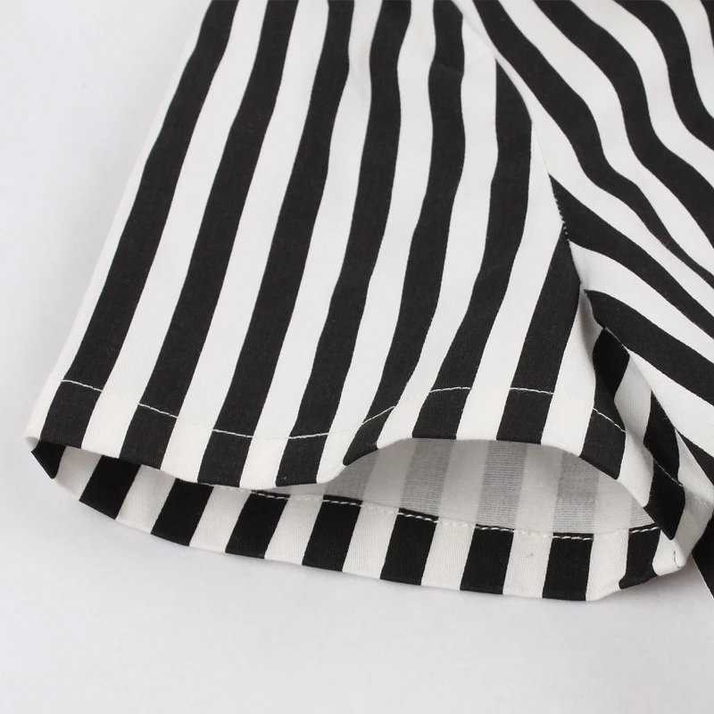 Женское платье в черно-белую полоску OTEN винтажное с коротким рукавом и принтом