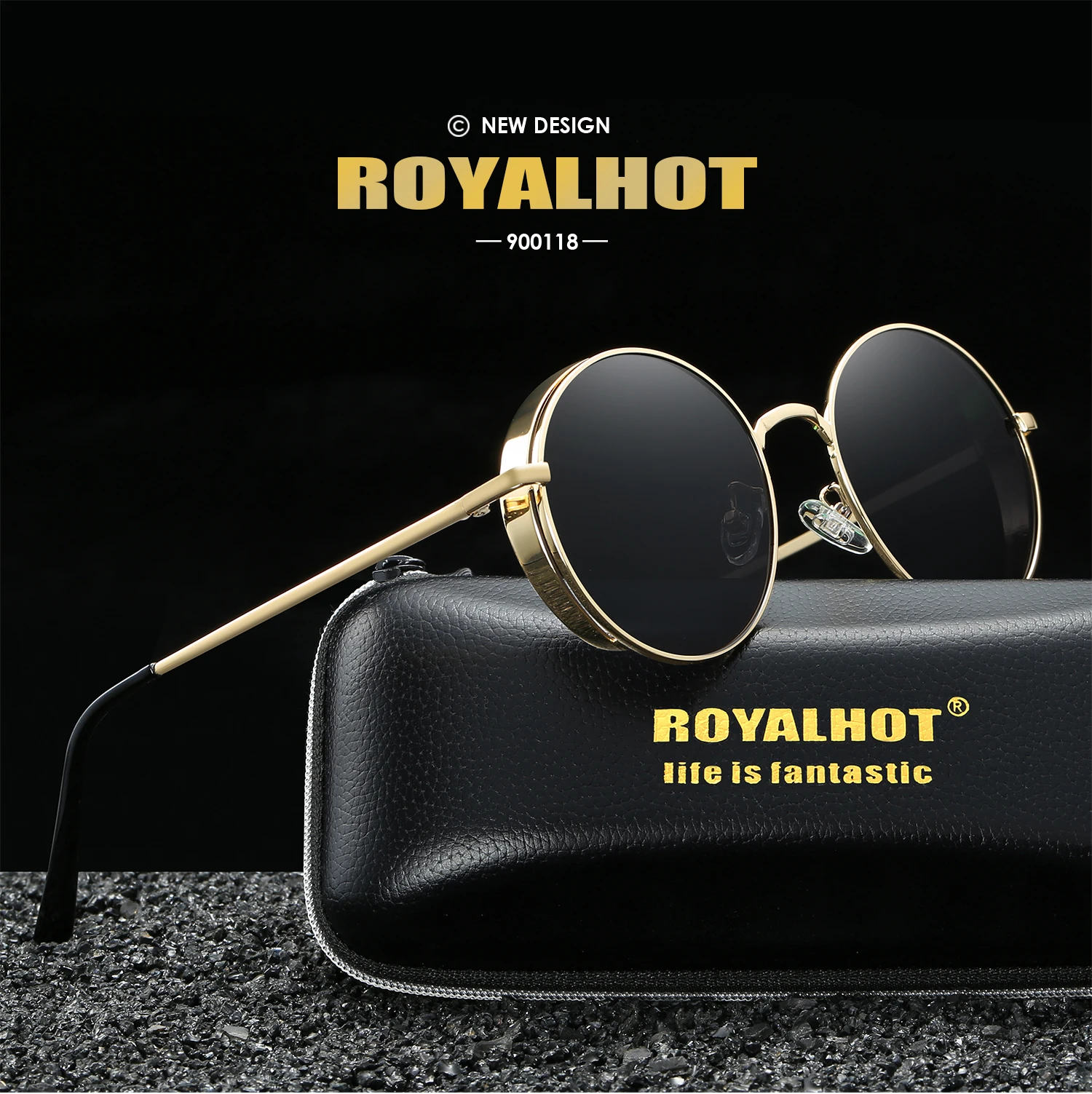 RoyalHot, мужские, Wo, поляризационные, сплав, круглая оправа, стимпанк, солнцезащитные очки, для вождения, солнцезащитные очки, оттенки, Oculos masculino, мужские, 900118