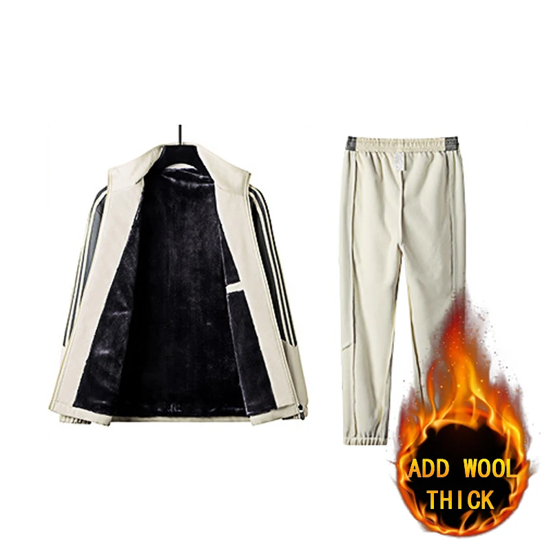 

Новый Зимний плюшевый костюм с капюшоном, куртка + брюки, повседневный мужской спортивный костюм, Мужская одежда, спортивные костюмы, одното...