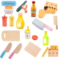 magnetic tool kitchen montessori brain game toy hamburger play house toys simulation seasoning baking toy wooden educational toy