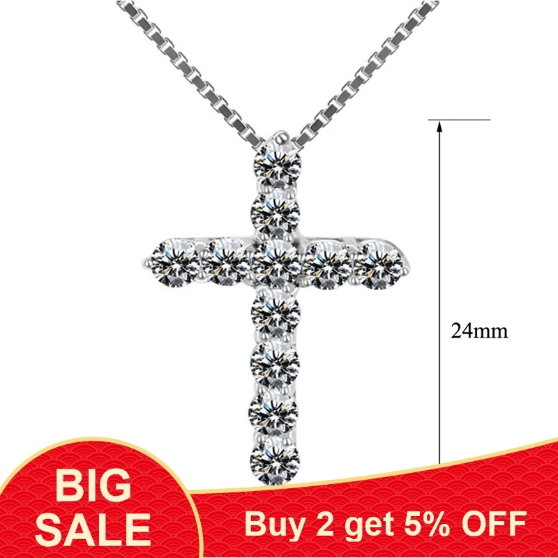 Женский кулон с крестом из серебра 925 пробы фианитом|Подвески| |