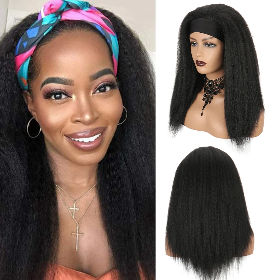 

18-22 Inch Headband Wig synthetic Straight Ombre Headband Wigs For Black Women Daily Use Long Straight Black Wigs