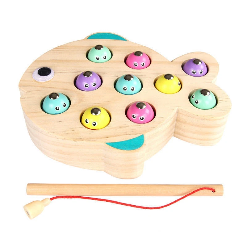 

Children Wooden Magnetic Fishing Game Educational Toys for Kids Outdoor Garden Fish Toy Magnet Fishing Playing Gift