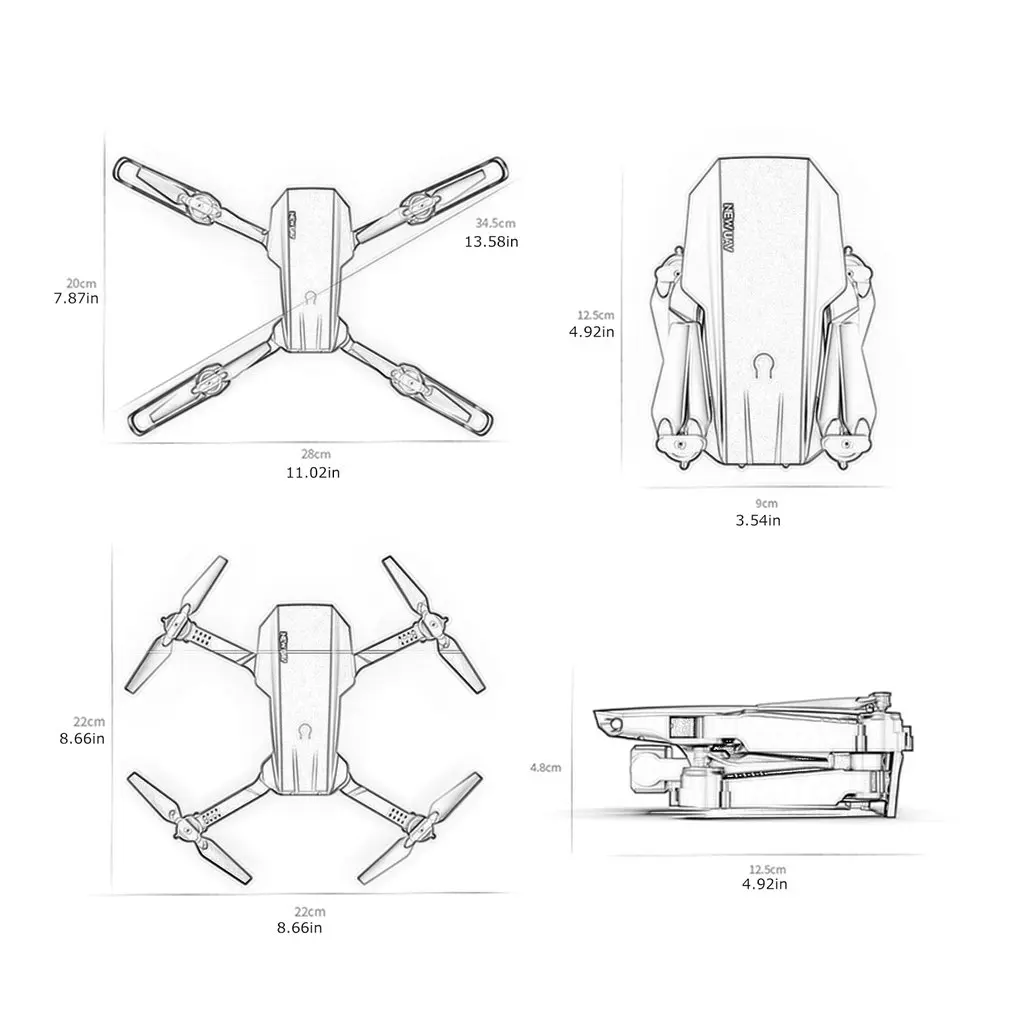 

R12 Mini Foldable RC Drone with HD 720P 4K Dual Cameras Gimbal Altitude Hold RC Helicopter Drone Headless Mode Black