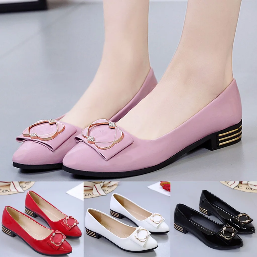 

2020 new arrive women pumps High-quality patent leather fashion shallow med heels single shoes big size 35-40