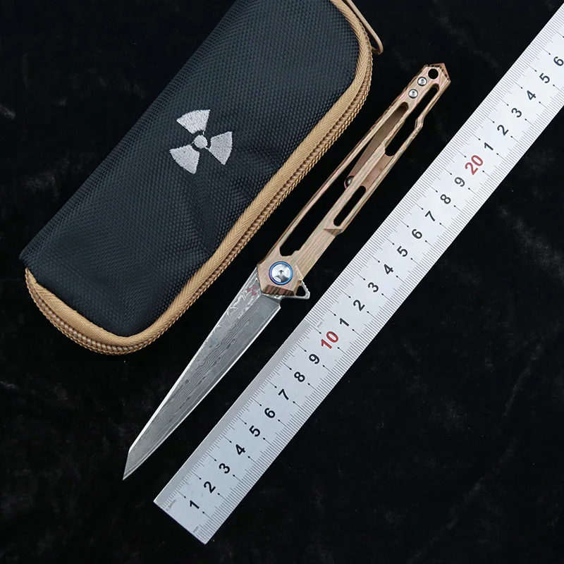 

NKAIED JR7394 Flipper Folding Knife VG10 Damascus Blade Titanium Handle Camping Hunting Survival Pocket Kitchen Knife EDC Tool