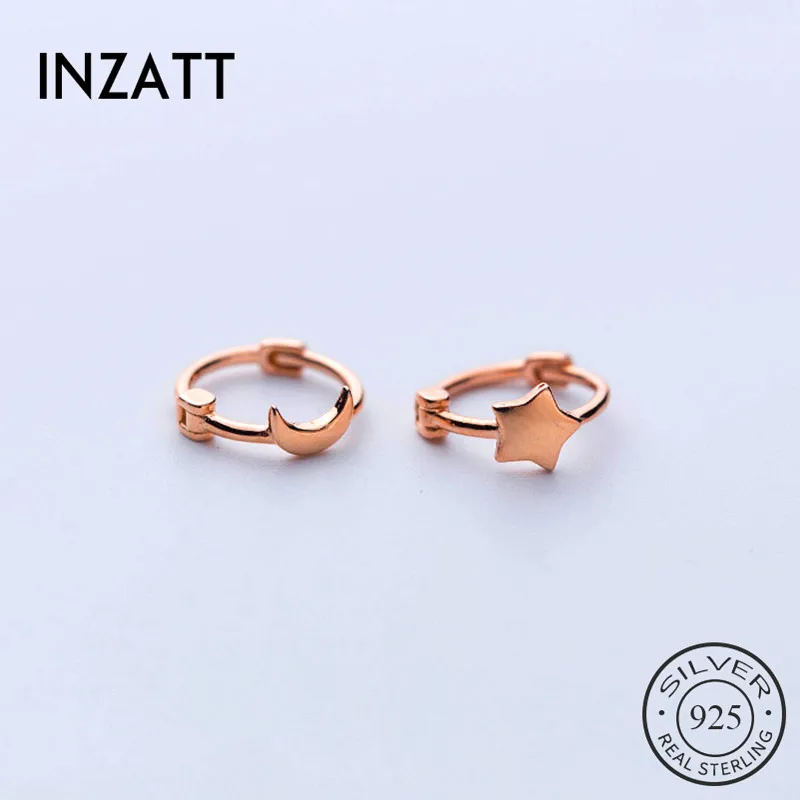 Серьги кольца INZATT Настоящее серебро 925 пробы минималистичные звезда луна для