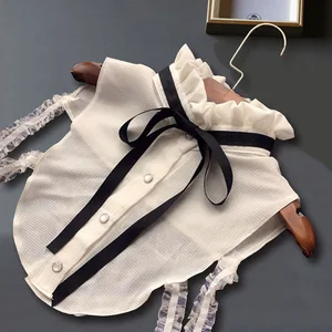 Белая шифоновая блузка с накладным воротником, Женский поддельный съемный воротник, воротник для женщин, свитер, рубашка