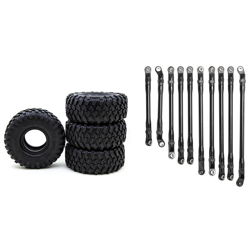 

2 комплекта детали для автомобиля на радиоуправлении: 1 комплект черных соединительных звеньев из сплава CNC и 1 комплект резиновых колес 118 мм...