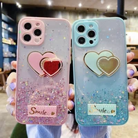 Cute Love Heart Mirror Phone Case For Xiaomi Redmi Note Pro Note Lite POCO NFC Glitter Soft Cover