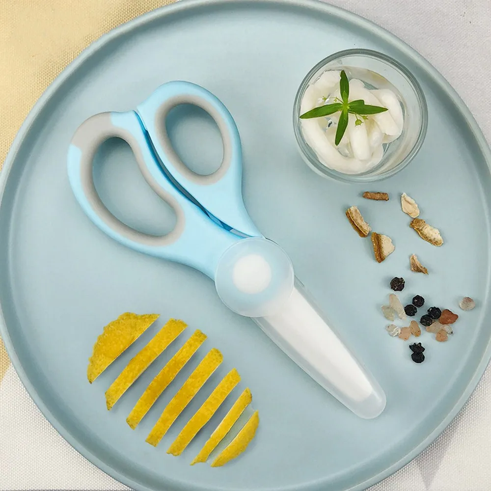 

Portable Food Ceramic Scissors Baby Feeding Aid with Cutting Box Children Supplement Tableware Supplies Kitchen Scissors