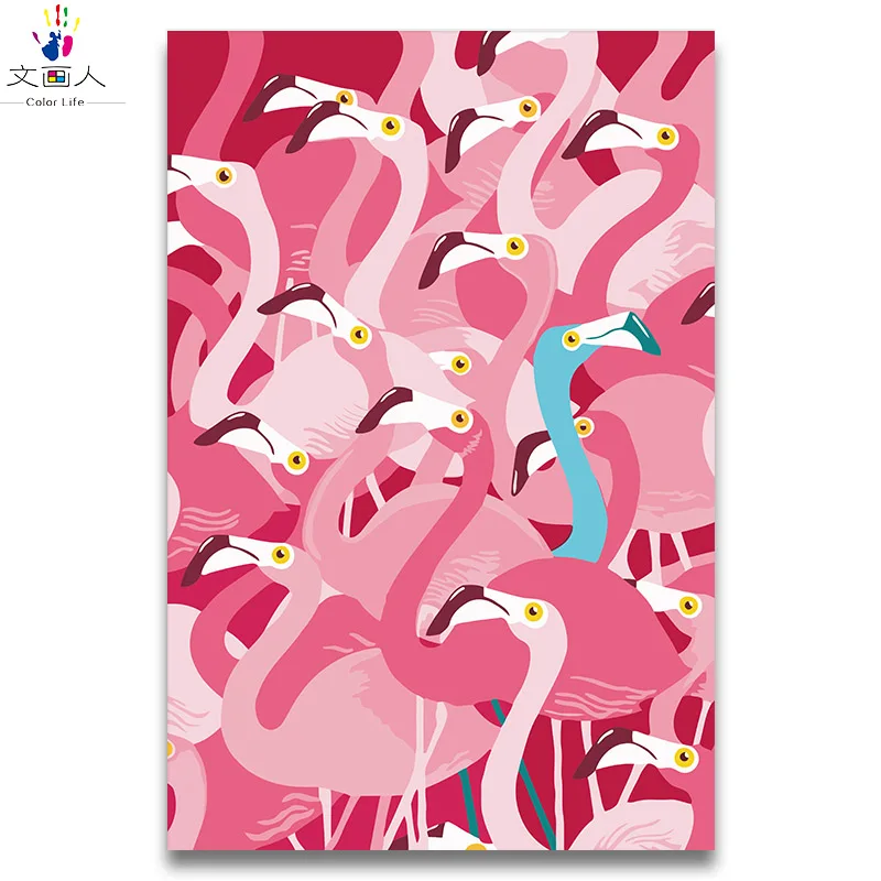 Diy Фламинго Семейные картины картина маслом Рисование Раскраска по номерам с