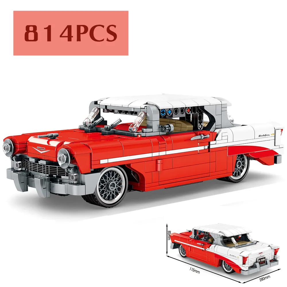 Bloques de construcci&oacute;n TECHNIC Car para ni&ntilde;os, juguete de ladrillos para armar coche rojo cl&aacute;sico, ideal para regalo, c&oacute;digo 1969-3