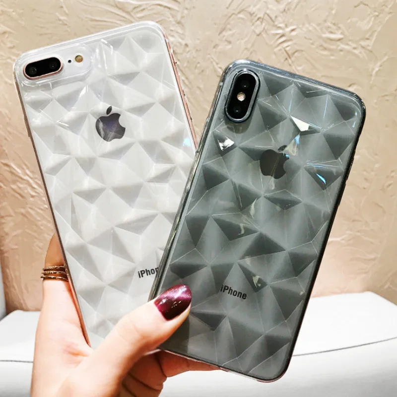 Роскошный 3D-чехол с алмазной текстурой для iPhone 5 6 6S 7 8 Plus мягкий прозрачный