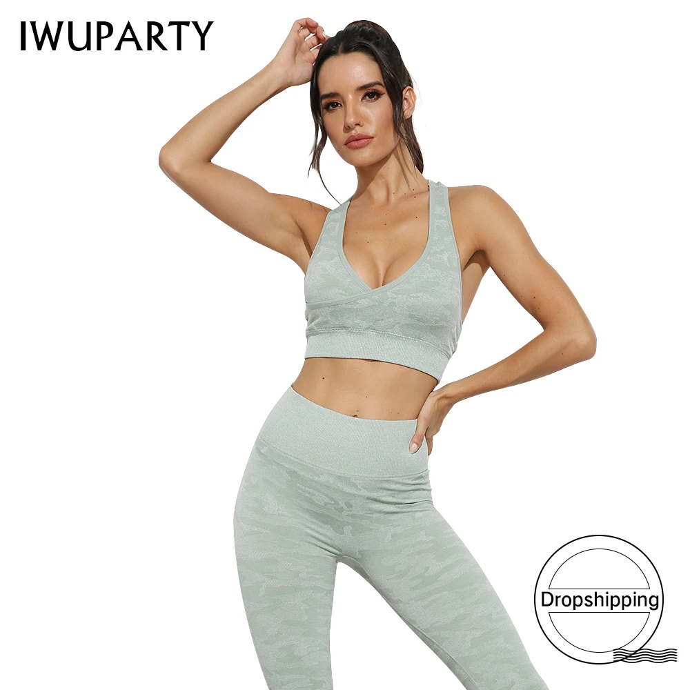 IWUPARTY, сексуальный, камуфляжный, бесшовный, крест накрест сзади, спортивный бюстгальтер, Топ для женщин, для тренировки, спортзала, бега, мягкий, ударопрочный, бюстгальтер, спортивный, Femme