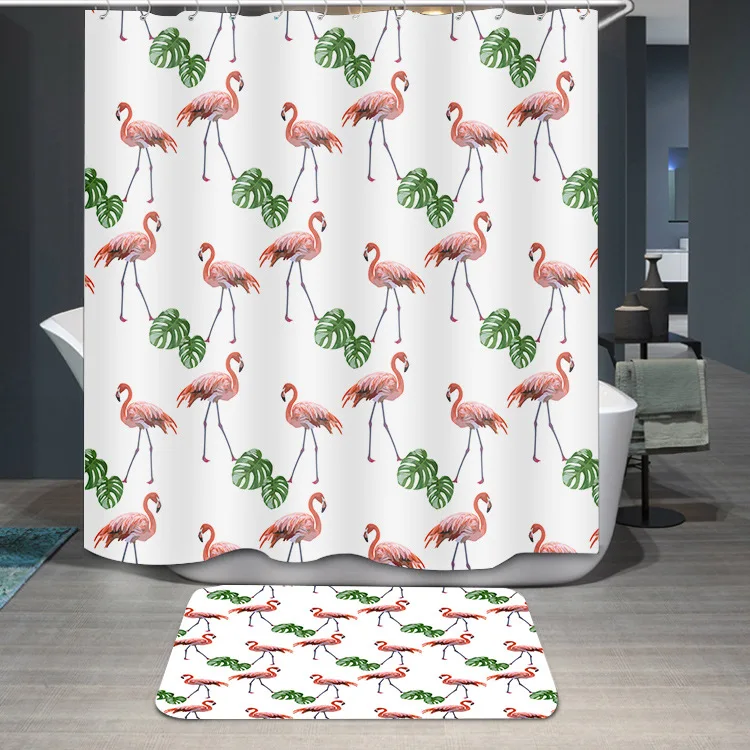 Зеленые тропические растения занавески для душа ванная комната