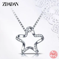 zdadan 925 sterling silver five pointed star cz necklace chain for women wedding jewelry party gift wholesale