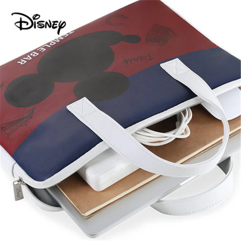 disney mickey fashion pvc leather laptop bags for women 14 15 15 6 inch for macbook air casual portable waterproof notebook bag free global shipping