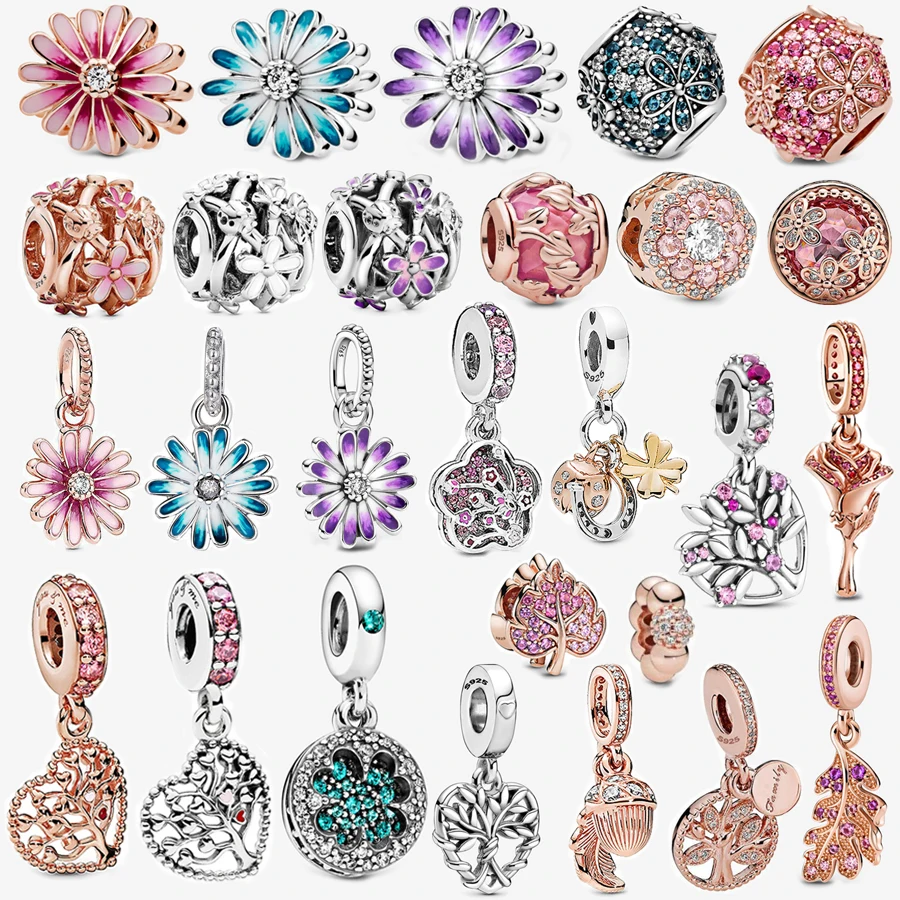

Fit Original Pandora Charms Bracelet S925 Daisy Flower Charms Beads for Women Luxury Jewelry Pandora Charms Silver 925 Original