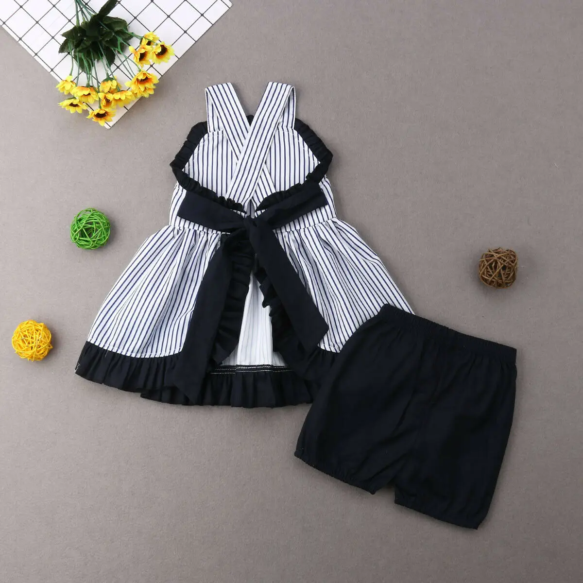 Emmababy 2 шт. 2019 летняя одежда для маленьких девочек комплект одежды платья топ в