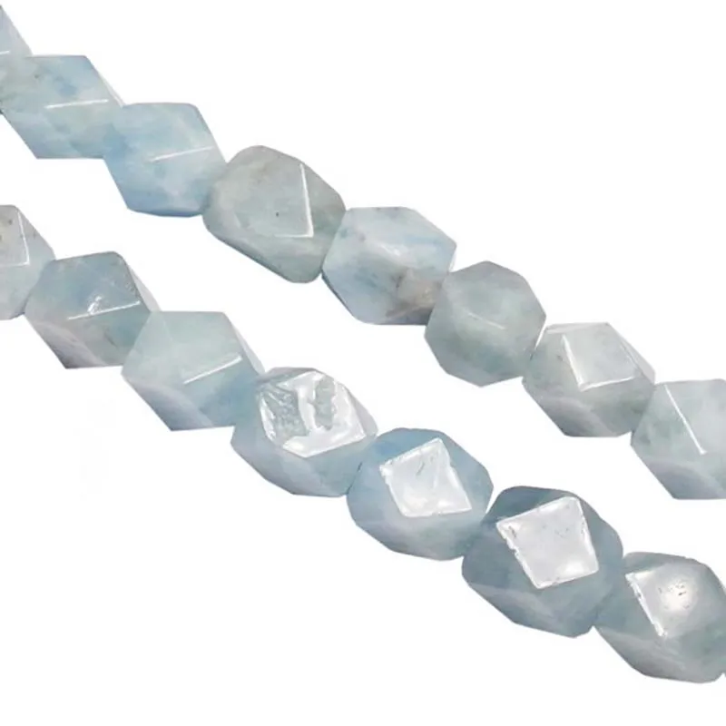 

12x15mm Natural Faceted smooth Aquamarine irregular oval stone beads For DIY necklace bracelet jewelry making 15 "free delivery