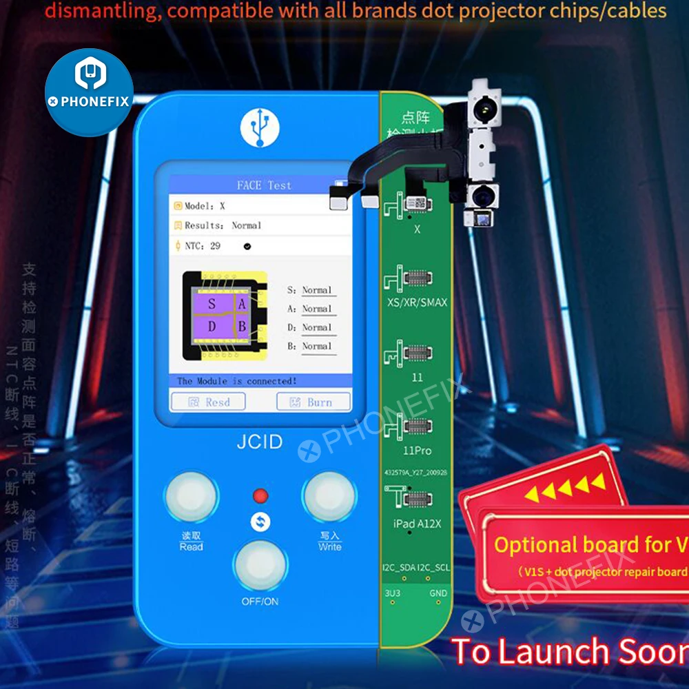 JC V1S V1SE proiettore Dot per Iphone Face ID Fix fotosensibile colore originale LCD Baseband Logic batteria programmatore di impronte digitali