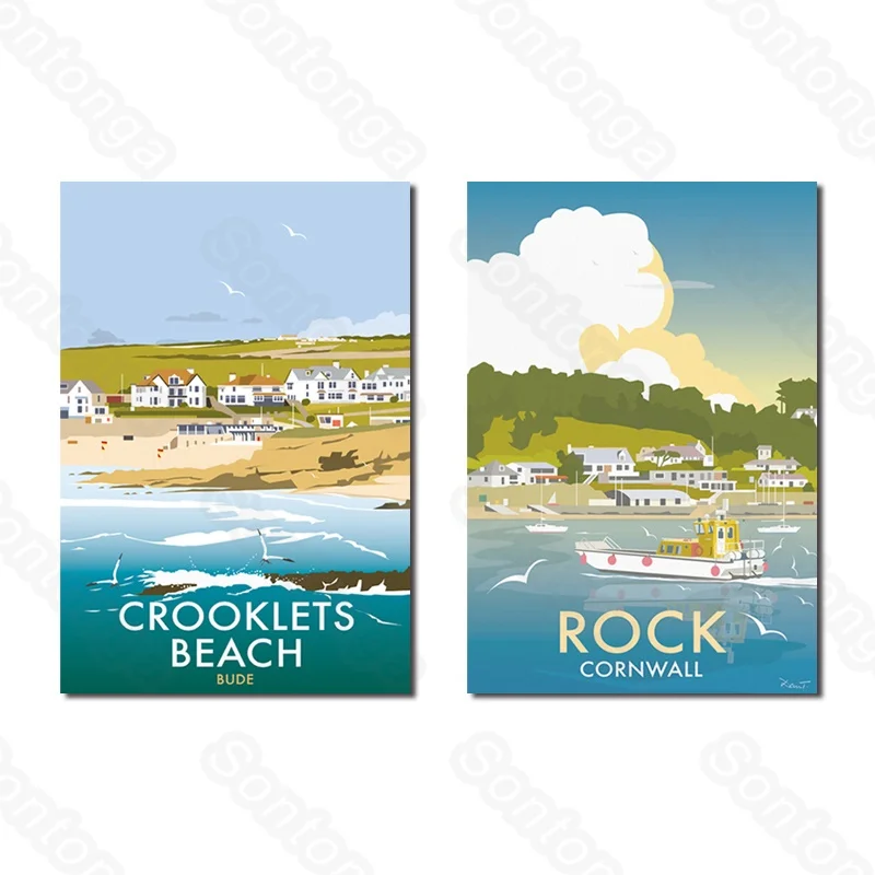 

Still life oil painting city beach cruise ship creative architectural decoration painting boy room 3D stereo wall stickers