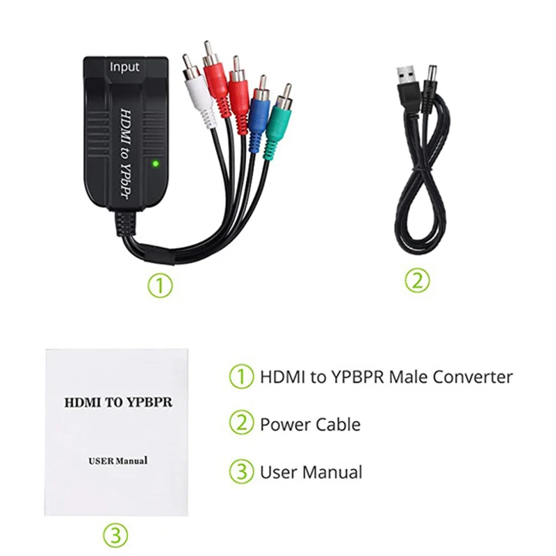 hdmi to 5rca component rgb ypbpr converter support osd 1080p with resolution switch for tvbox vhs vcr dvd recorders free global shipping