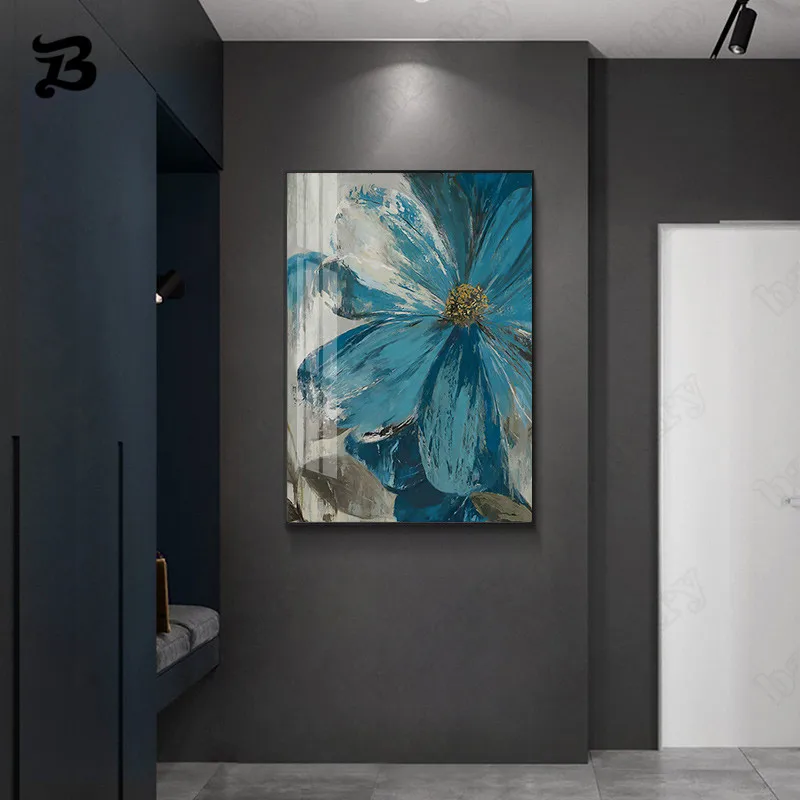 

Blue Flowers Canvas Painting Nordic Flowers Art Posters Wall Art Abstract Poster and Prints Landscape Wall Pictures Home Decor