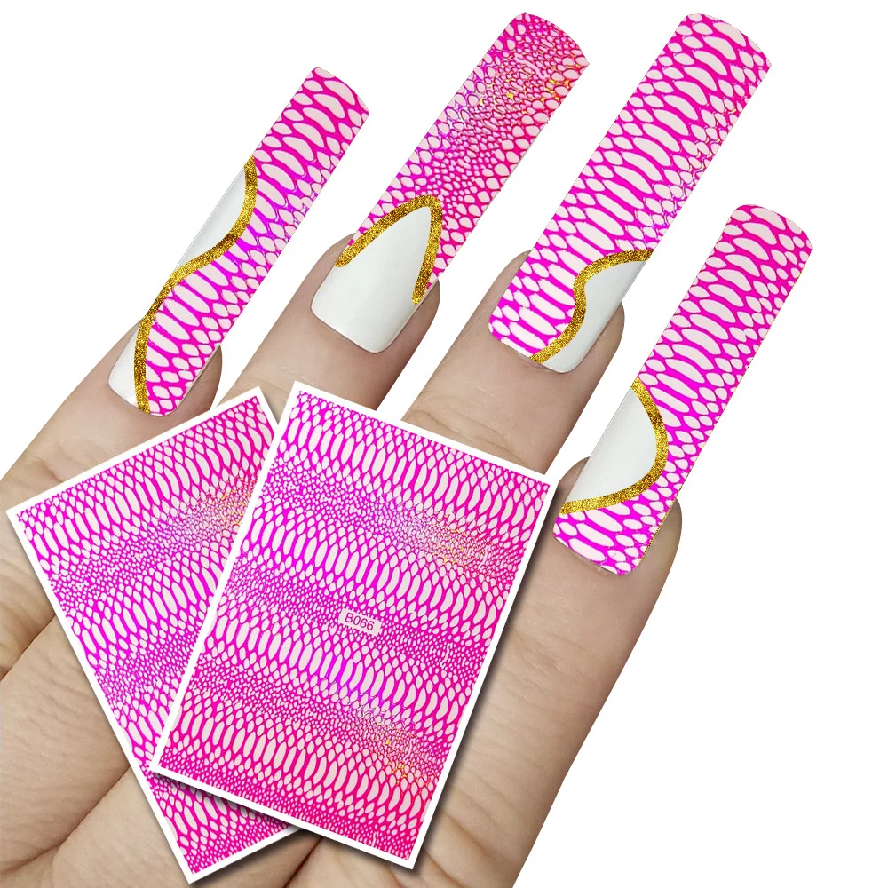 

3D snake wave lines sticker for nail art decoration green blue yellow orange rose ultra thin foils Hollow nail paste XF016