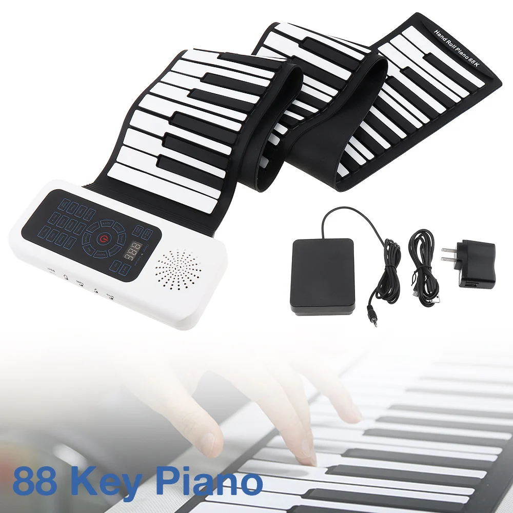 88 клавиш USB MIDI электронное рулонное пианино портативная силиконовая Гибкая