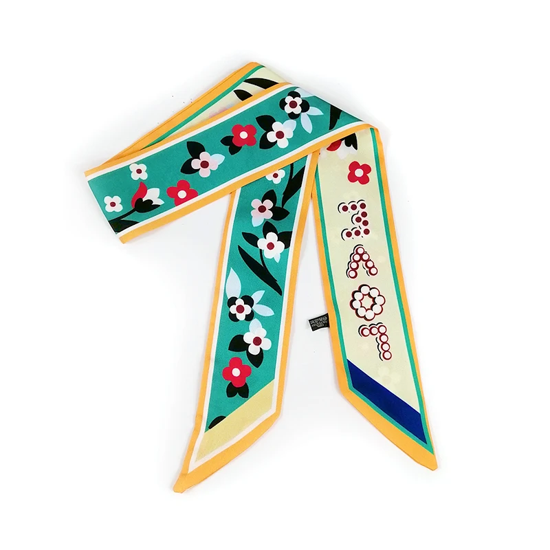 Роскошный брендовый красивый шарф на ремешке с принтом женский шелковый модный