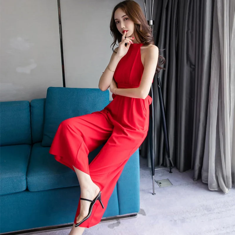 Женский офисный комбинезон без рукавов элегантный свободный Универсальный в