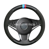 custom hand stitch black suede leather car steering wheel cover for bmw e60 530d 545i