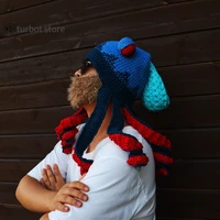 hand woven autumn and winter warm octopus headgear creative hip hop funny octopus knitted wool hat