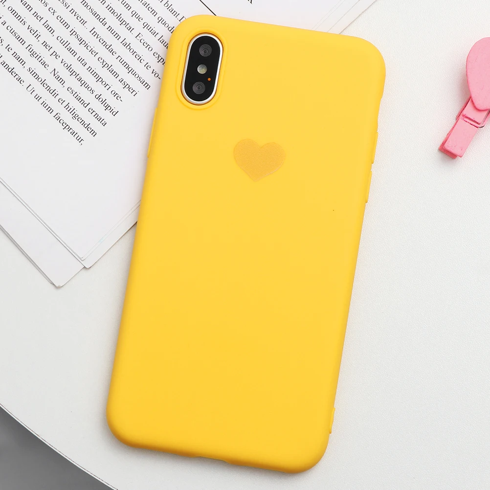 Khu-0iphuxin Матовый чехол карамельного цвета для iPhone 11 Pro XS Max XR X, чехол для телефона с сердечком для iPhone 6, 6 S, 7, 8 Plus, мягкий силиконовый чехол ТПУ, чехол - Цвет: Khu-0iphuxin