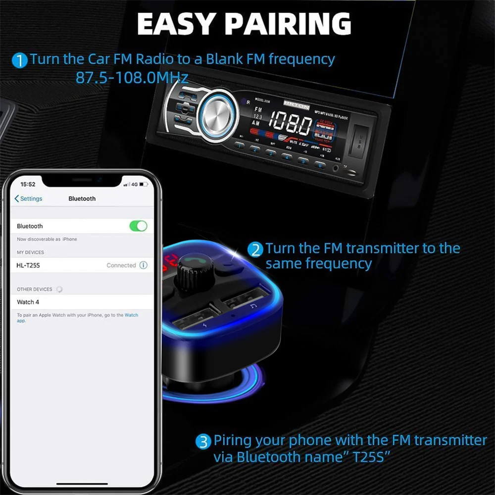 Автомобильное зарядное устройство kebidu с двумя USB mp3-плеер Bluetooth FM-передатчик