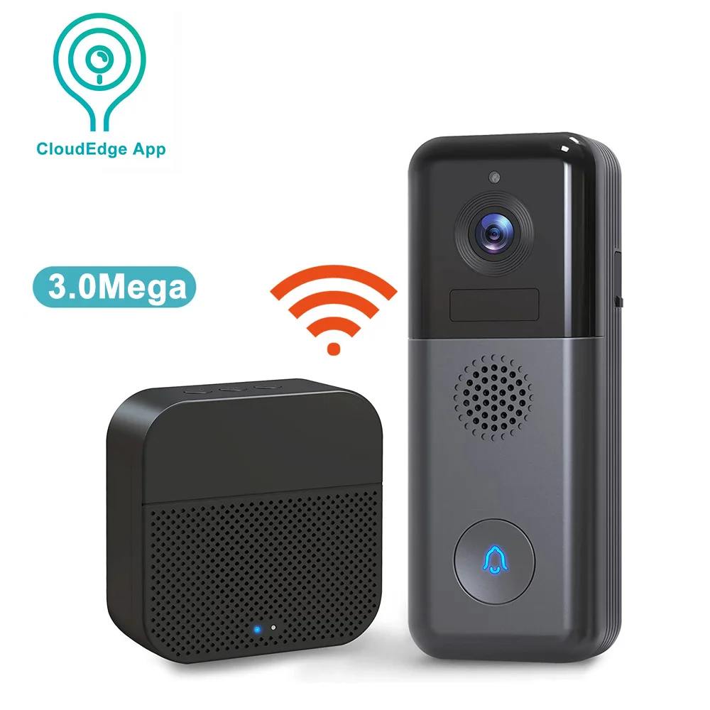

Wi-Fi видеодомофон с камерой, 2K HD, с перезаряжаемым аккумулятором, IP66, водонепроницаемый