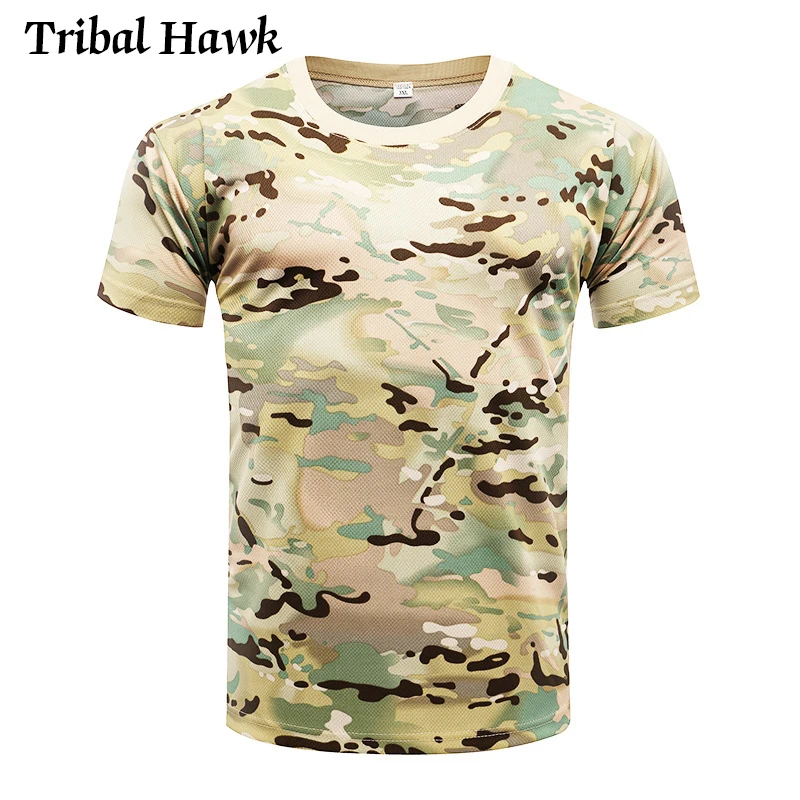 Летняя тактическая Мужская футболка в стиле милитари SWAT армейская камуфляжная