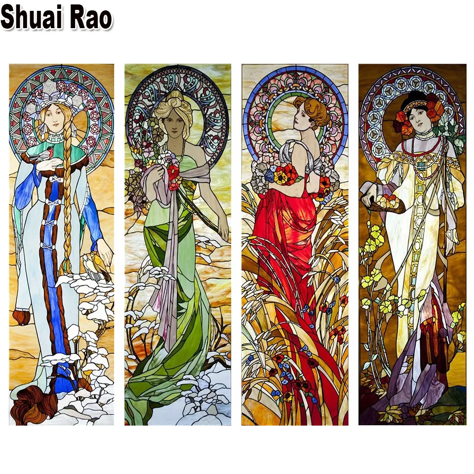 

Женская мозаика-вышивка Alphonse, Набор для вышивки крестиком 5D в стиле ретро, классический домашний декор