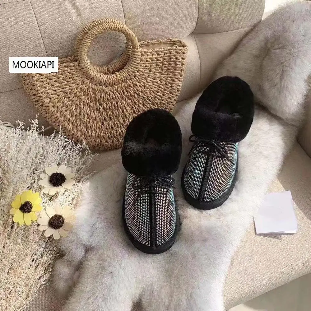 Австралийские женские зимние ботинки Последней Моды 2019 г. Натуральная Овечья