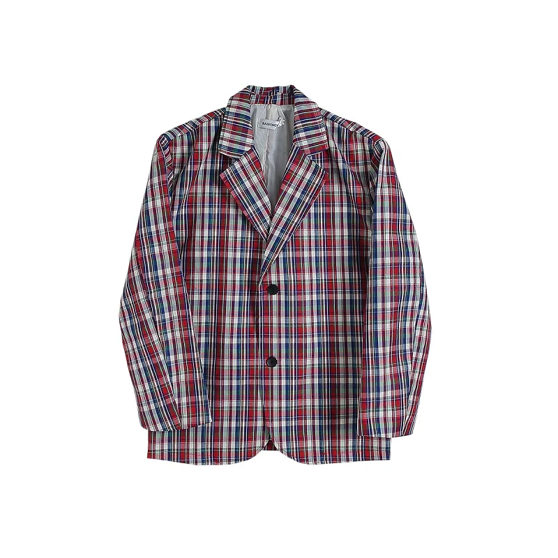 

New Male Vintage Streetwear Hip Hop Loose Casual Plaid Suit Coat Blazer Jacket Pant Men 2PCS Suits Sets (jacket+pant)