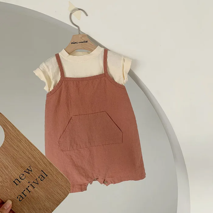 Комбинезон без рукавов в Корейском стиле для маленьких мальчиков и девочек