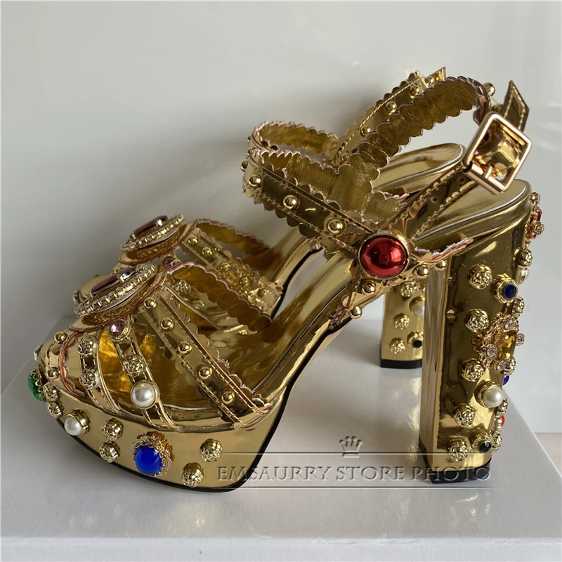 Золотистые босоножки из натуральной кожи с ремешком на щиколотке Женские